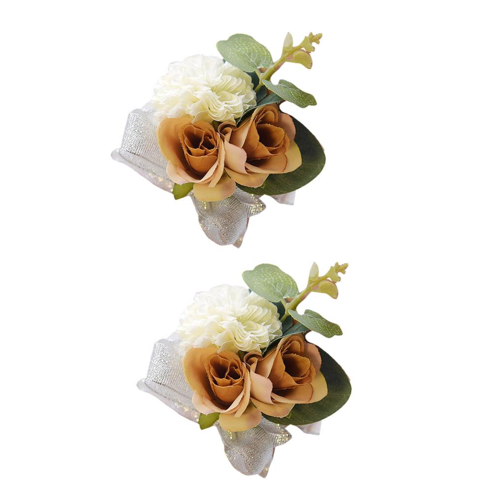 2pcs Elegant Wrist Flowers for Girls' Wedding Accessories Bridesmaids Wristbands In Classical Color Optional