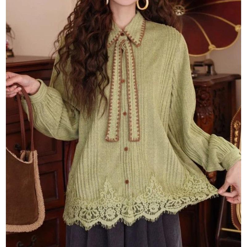 Retro Hong Kong Style Long-sleeved Tops for Women in Autumn and Winter New Versatile Casual Loose Knitted Inner Shirts