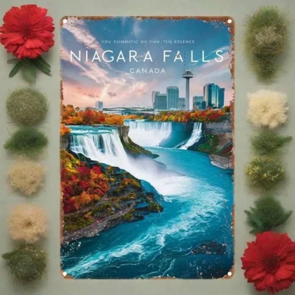 Metal Poster Niagara Falls Wall Art, Vintage Tin Sign for Living Room Home Decor, Retro Metal Wall Decor