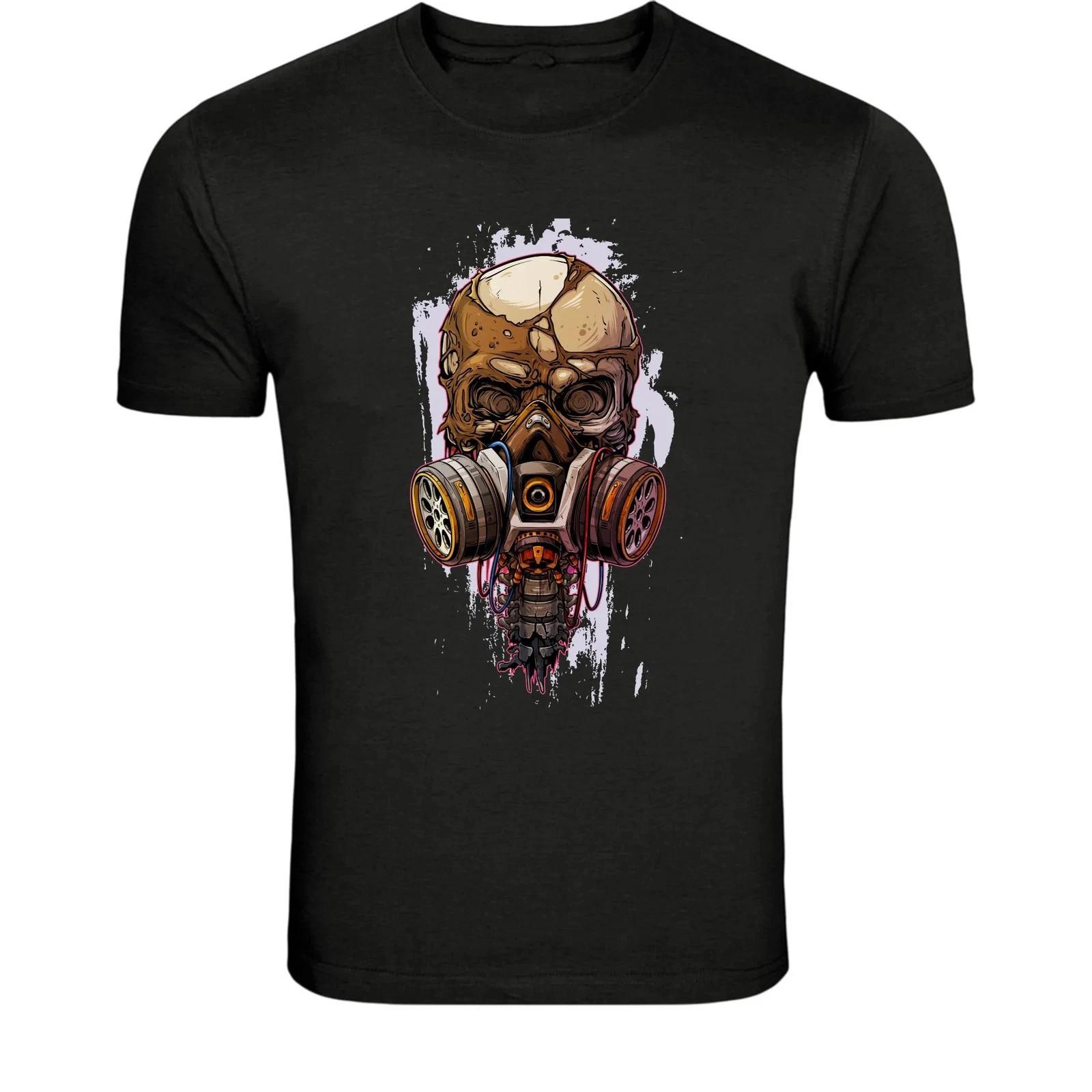 Toxic Gas Mask Skull T-Shirt - Post Apocalyptic Horror Graphic Tee M