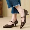 Chaussures à Bride Unique pour Femmes, Style Français, Bout Pointu, Nouvelle Collection Printemps/Automne, Décolleté Bas, Talons Bas Élégants