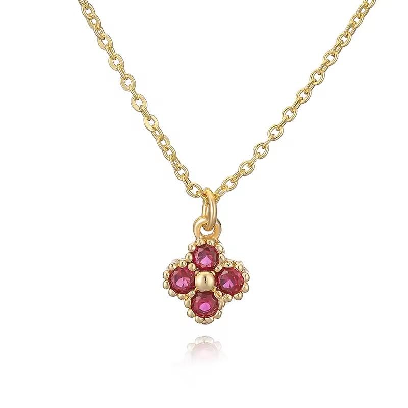 New Bestselling Clover Flower Colored Zircon Women's Necklace Luxury Jewelry Gift