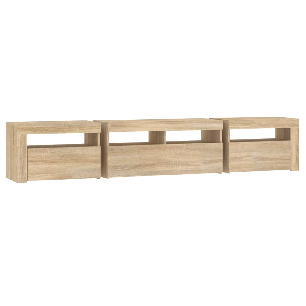 Vidaxl Szafka Pod Tv Z Oświetleniem Led, Dąb Sonoma, 210X35X40 Cm