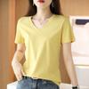 Summer New Mercerized Cotton Short-sleeved T-shirt V-neck Women's Heart-neck Top