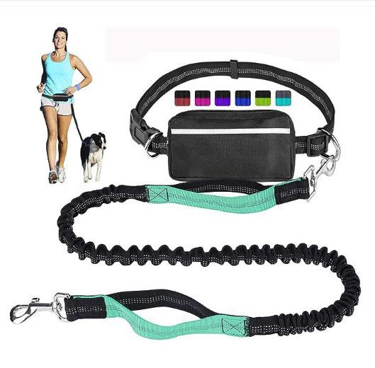Outdoor running pet leash nylon reflective night run walk fanny pack leash dog leash set