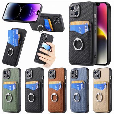 iPhone 16 Ring Case with Magnetic Card Holder for Cross-Border Use - Compatible with Apple 15