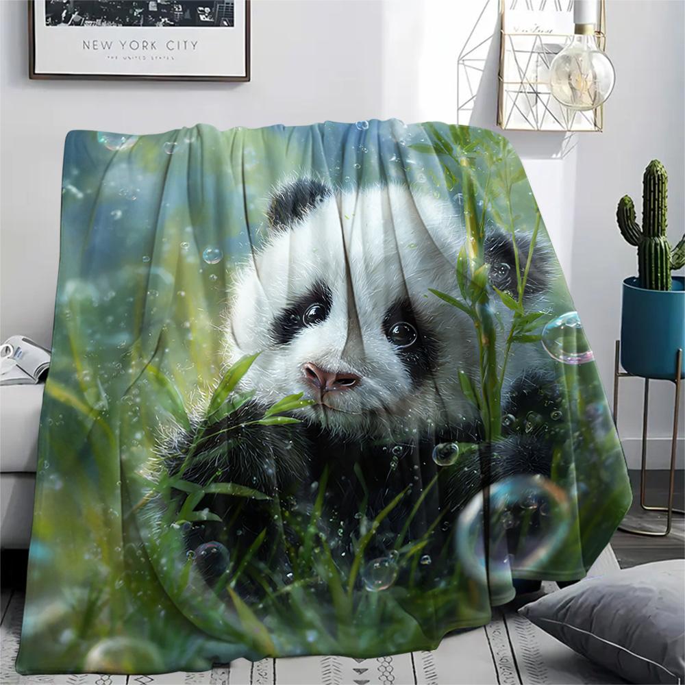 Panda Print Flannel Blanket, High quality Comfortable for All Seasons, Home Decor, Warmth and Comfort, Perfect for Christmas Gifts