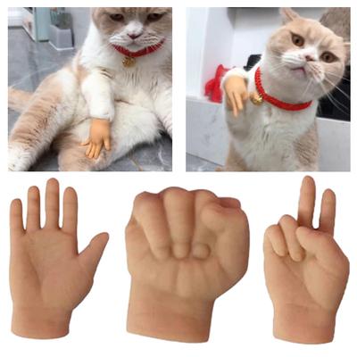 3 Stücke Winzige Fingerhand Katzenspielzeug Scheren-Stein-Papier-Form Dehnbare Mini-Hand Fingerhandschuhpuppe Streich Gag Geschenk Party Favors