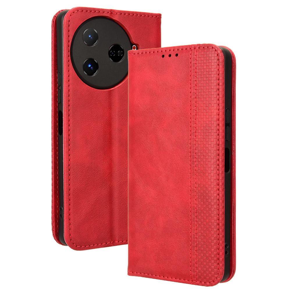 

For TECNO Camon 30 Pro 5G/CL8 Case Stand Wallet Retro Leather Phone Cover Red