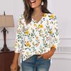 3/4 Sleeve Shirts For Women  Print Graphic Tees Blouses Casual Plus Size Basic Tops Pullover