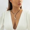Trendy Imitation Pearl Black Color Rope Chain Necklace Women Statement Handmade Pendant Adjustable Neck Jewelry Gift