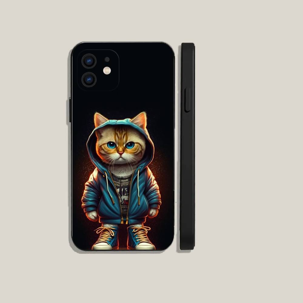 Cute Cartoon Animal Phone Case For iPhone16,15,14,13,12,11,Plus,Pro Max,XS,X,XR,SE,Mini,8,7 Soft Silicone Black Cover