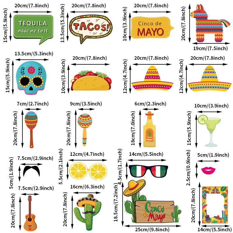 Mexican Photo Booth Props Set Of 20 For Celebrations And Decorations Party