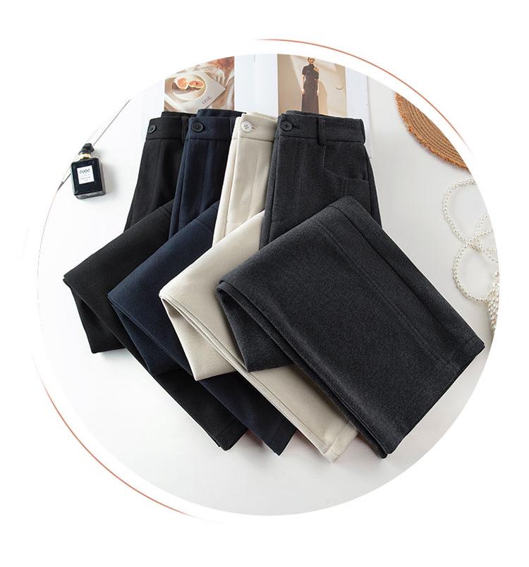 Women's High-Waist Slimming Woolen Wide-Leg Pants - Autumn/Winter 2025 Collection