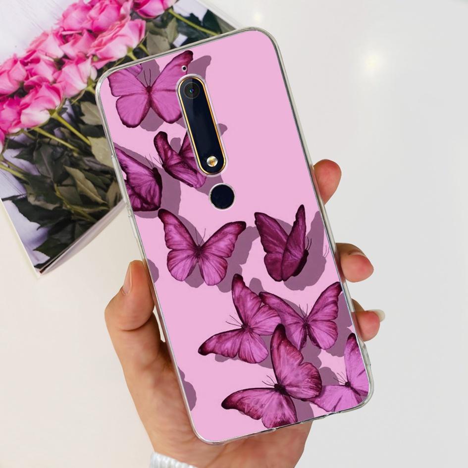 For Nokia 6 2018 Case Fashion Flower Soft Silicone Bumper For Nokia 6.1 Cover TA-1043 TA-1045 TA-1054 TA-1050 TA-1068 Phone Case