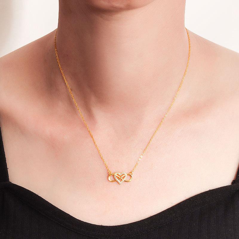 Micro Paved Zircon Infinity Heart Mobius Pendant Necklace Elegant Versatile Fashion Jewelry For Women