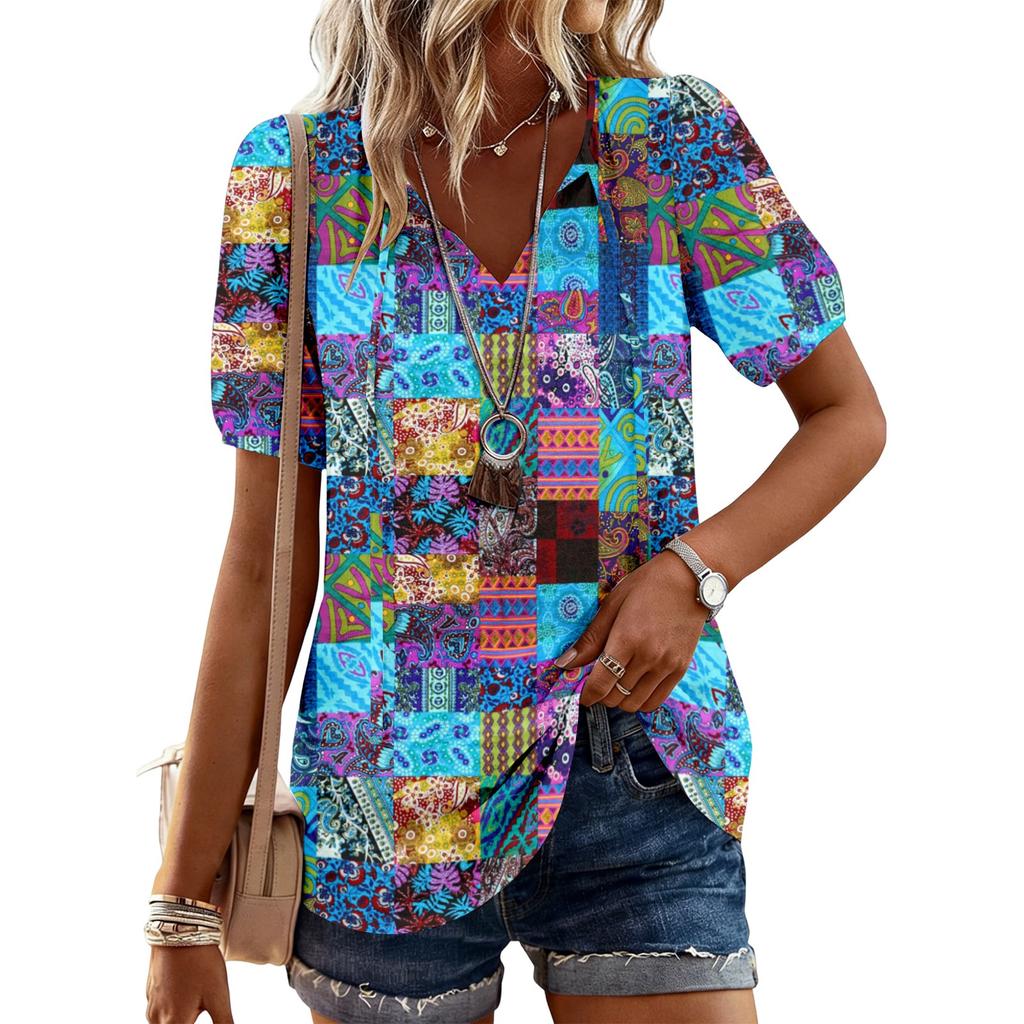 Women's Fashionable Casual Vintage Printed Top