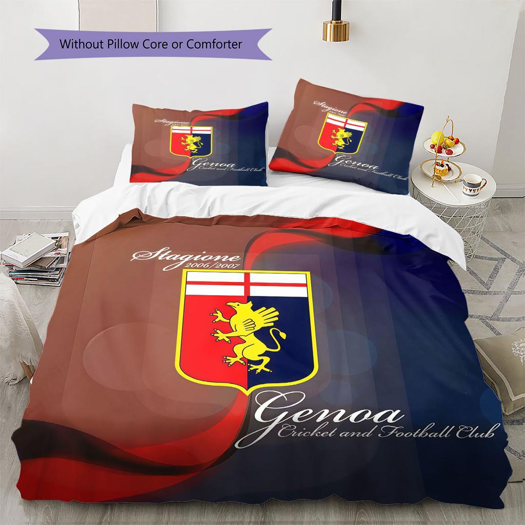 Genoa C.F.C. Logo Bedding Quilt Set Quilt Cover Pillowcase Home Decoration Birthday Gift (1 * Duvet Cover + 2 * Pillowcase, Without Core)