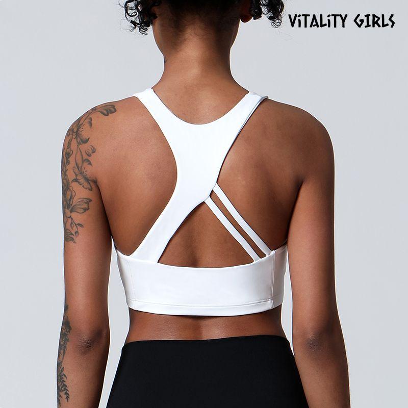

Vitality Girls Yoga Sports Underwear High Strength Bubble Wrap Hollow-out Beauty Back Workout Clothes for Women Gathering Bra L White