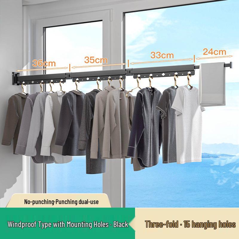 Retractable Folding Indoor Clothes Drying Rack for Balcony and Bathroom
