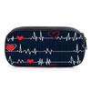 Electrocardiogram Print Fabric Layered Pencil Case & Pen Bag 3D Cartoon Design Best Gift for Boys/Girls School & Office Supplies