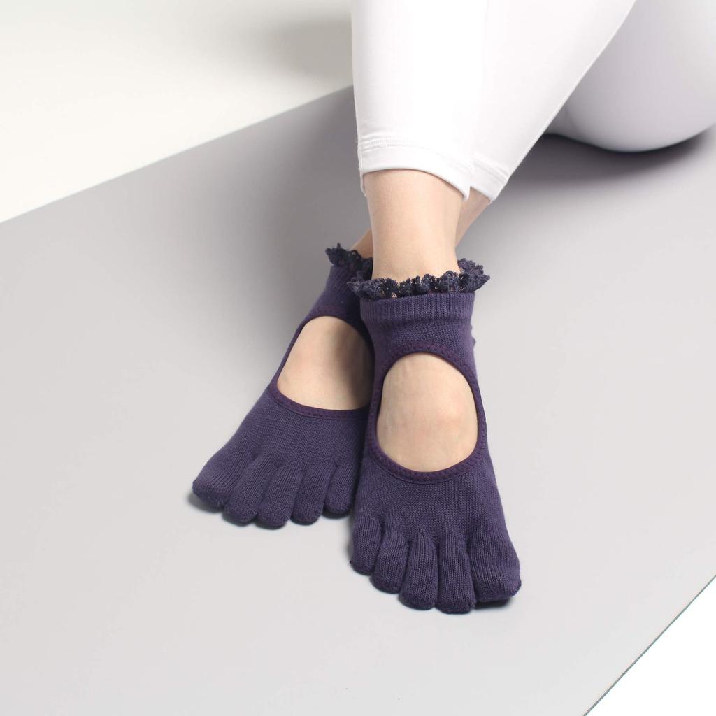 Yoga Yoga Wear Swan Deep [Finger] Women's Five-Toe Socks, Ballet, Pilates, Non-Slip, (Sizes 22.0-24.5 cm, - Purple)