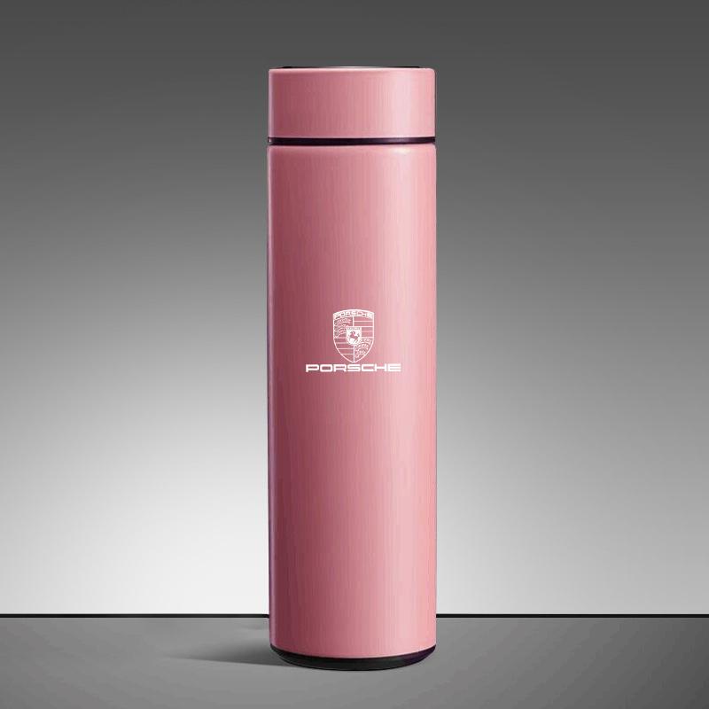 AFUHD1 500ML Temperature Display Thermos Cup Stainless Steel Vacuum Insulated Cup Sticker For Porsche Cayenne Macan 911 Taycan Cayman