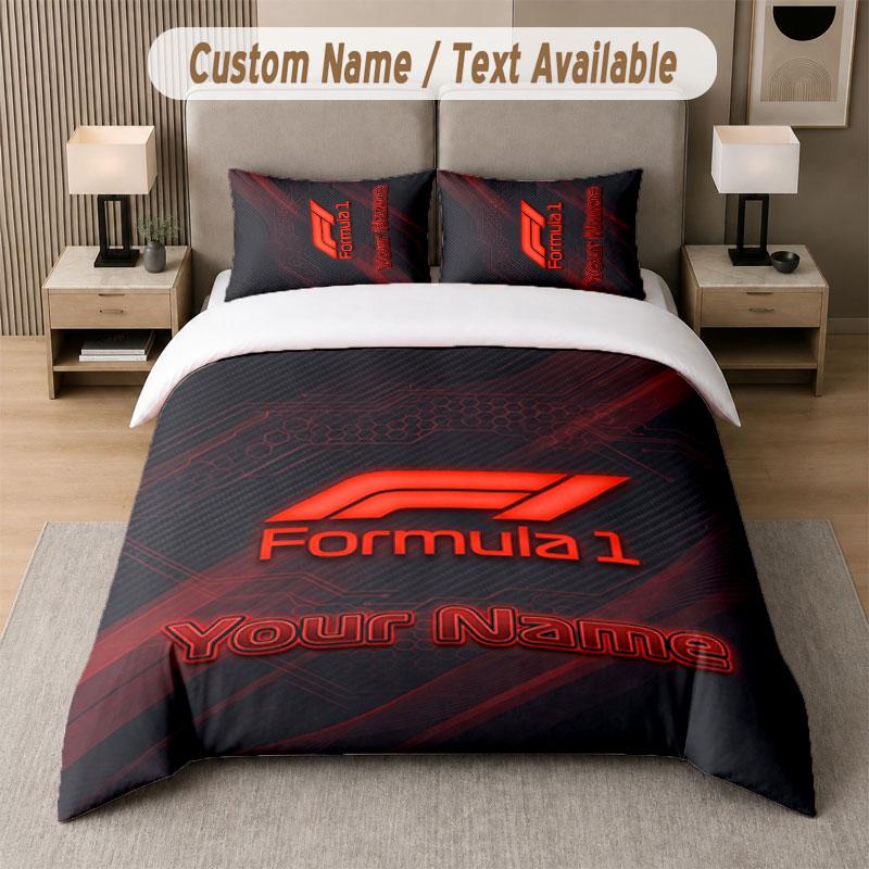 Set Biancheria da Letto Personalizzato Modello F1, Stampa Nome Testo 1 Copripiumino più 2 Federe Tessile per la Casa