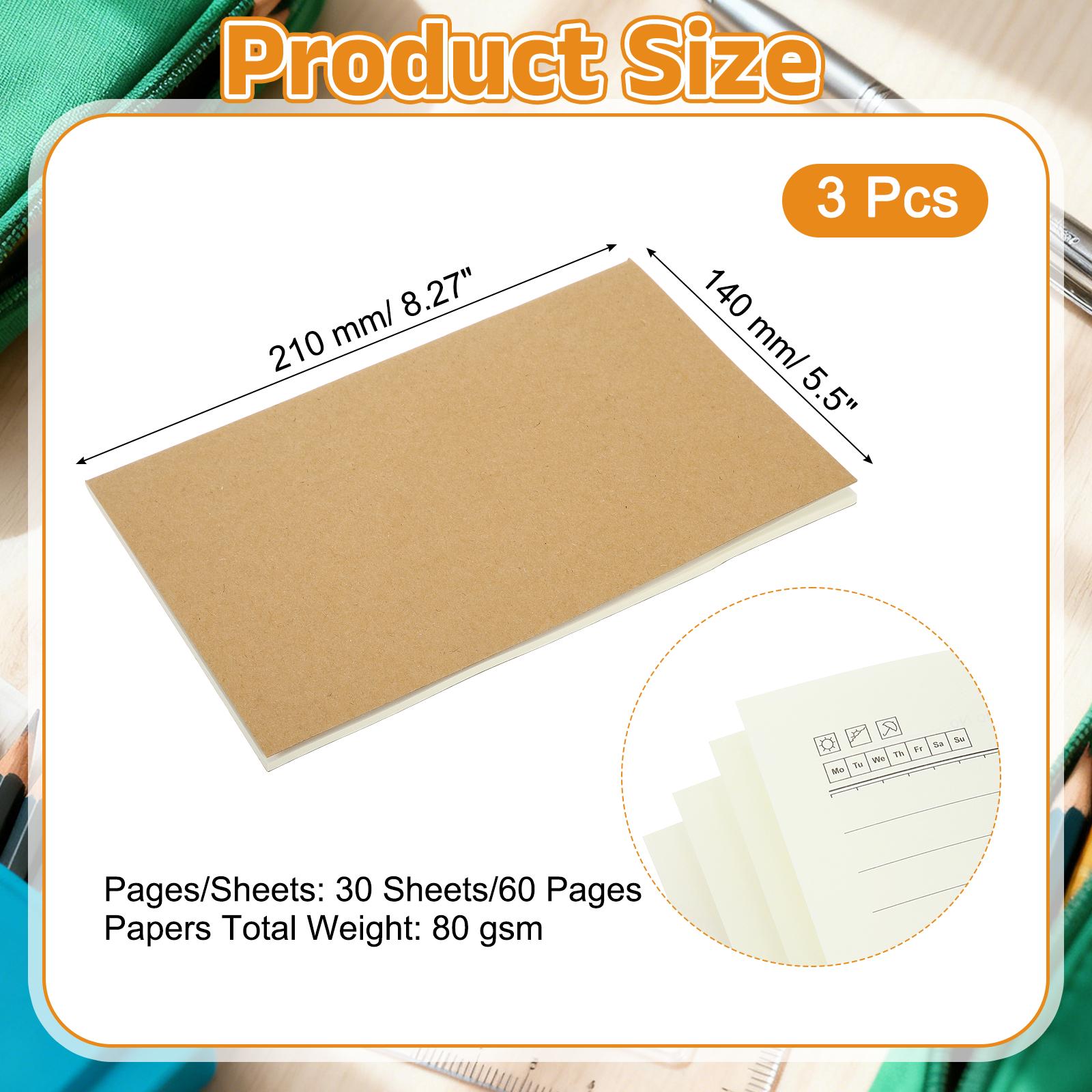 3Pcs A5 Journal Mini Notebook Pocket Unlined Memo Notepads no Lines Sketchbook 30Sheet Portable Notebook Notepad Office Supplies