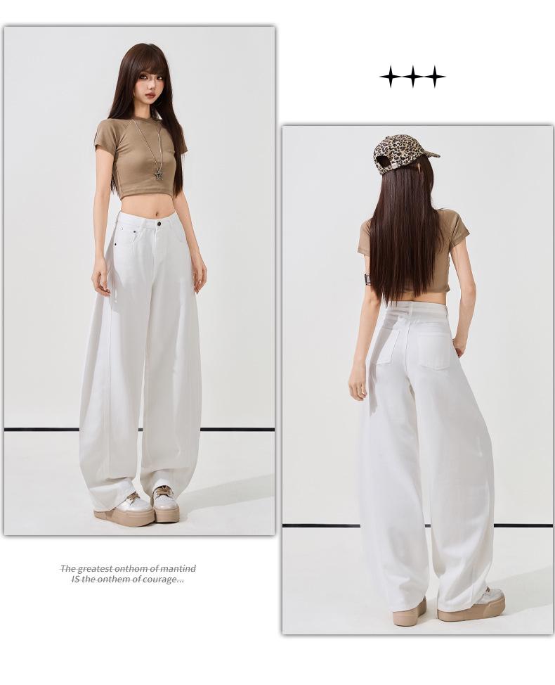 Women's Super Soft White Linen Cropped Wide-Leg Jeans - 2026 Spring/Summer Collection