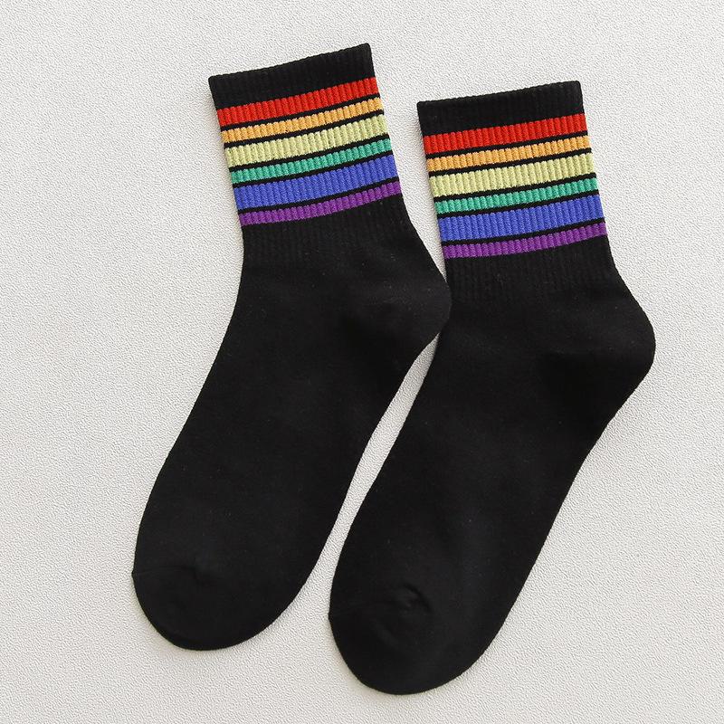 

Летние модные брюки Rainbow Shark с ботинками Dad и женскими спортивными носками средней длины null чёрный