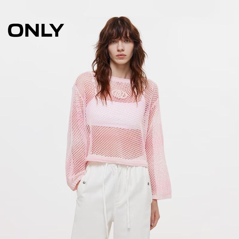 

ONLY Women s Gradient Hollow-Out Drawstring Knit Sweater M