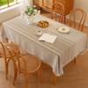 Table Runner With Fringe Long Natural Tassels Table Cover Washable Poly Cotton Tablecloth For Family Gatherings