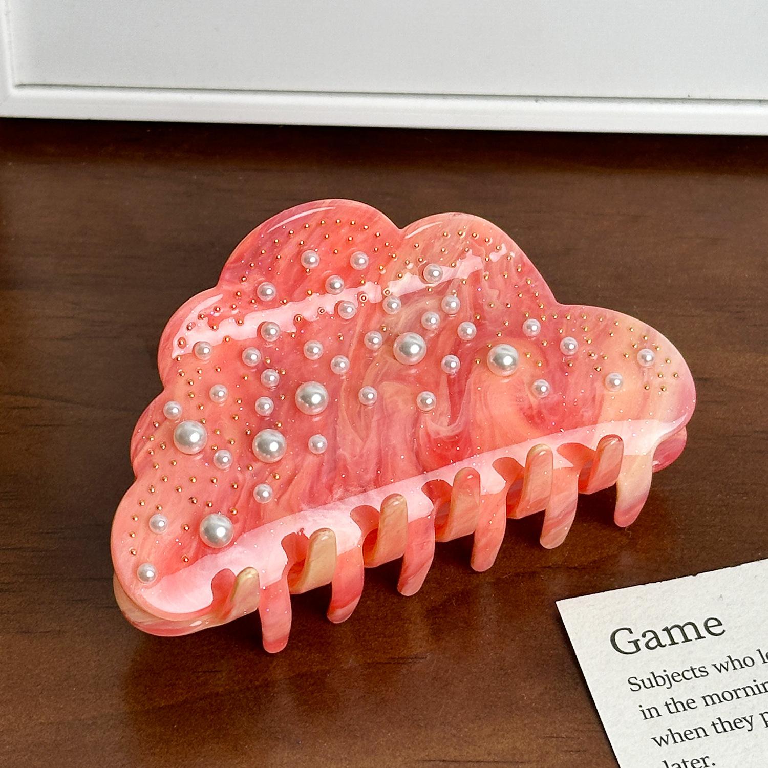 

1 шт. заколка из ацетата с имитацией жемчуга, цветные облака, роскошный и высококачественный зажим-акула