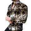Cuello vuelto Manga Larga Camisa de Hombre Puños con Botón Estampado Cielo Estrellado Slim Camisa de Oficina Ropa Masculina