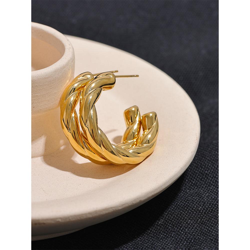 Eetit Edelstahl C Form Geometrisch Verdreht Ungewöhnliche Ohrringe Gold Silber Farbe Metall Frauen Täglich Tragen Schmuck Hohe Qualität