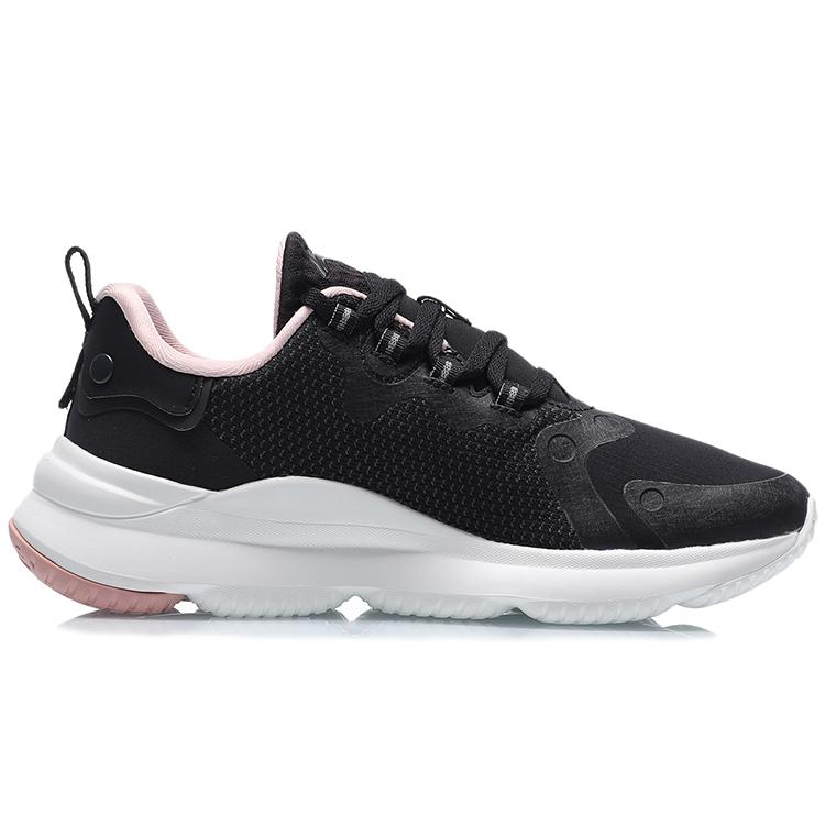 New LiNing Cushioning Anti Slip And Wear Resistant Low Top Running Shoes Women's Black Pink AREQ026-1