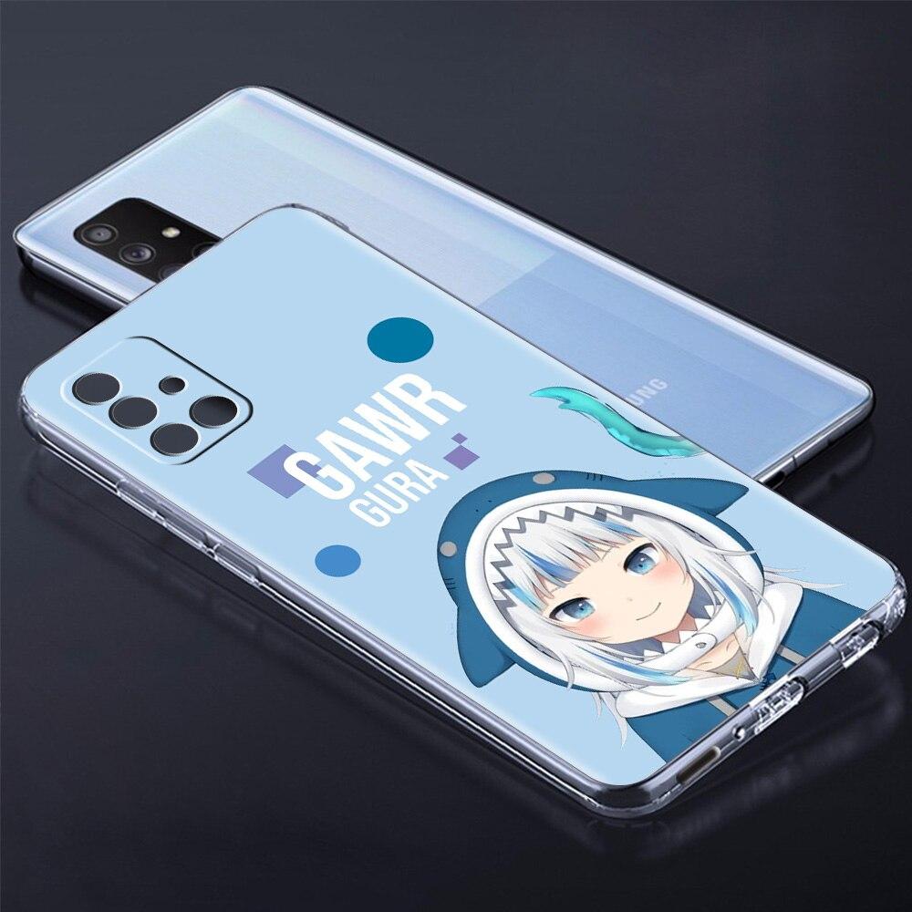 Gawr Gura Hololive Shark Anime Phone Case For Samsung Galaxy A51 A71 A21S A12 A11 A31 A41 A52 A32 5G A72 A01 A02S Clear Cover
