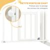 Pressure Fit Stair Gate, Dog Gate W/ Small Cat Door, Auto Closing System, Double Locking Openings, 74-80cm - White