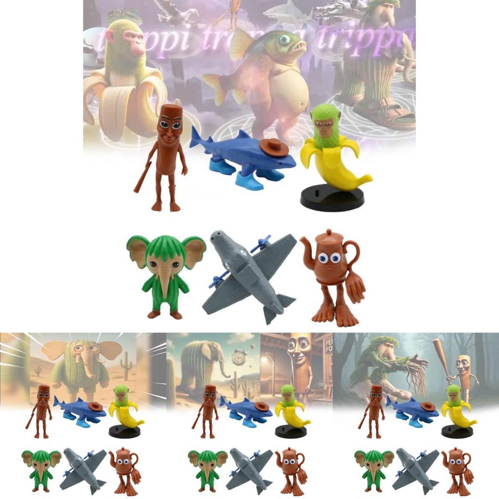 Mythical Shark Stickman Pvc Figurines 6 Models Desktop Decor Collectible Adults