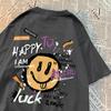 Happy To Dream Luck Smile Men Women T-Shirt High Quality Crewneck T Shirts Summer Loose Sportswear Cotton Breathable T Shirts