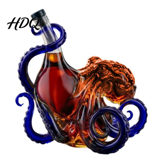 Ocean Themed Wine Bottle 3D Octopus Whiskey Decanter Nautical Art Collectible Bottle синий