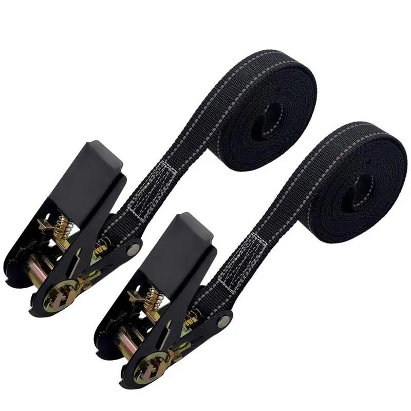 Heavy Duty Ratchet Car Tie Down Straps With Ratchet 1760Lb Break Strength Reinforced Tire Strap Tie Downs For Secure Cargo Trans