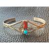 Used Indian Jewelry Turquoise Coral Silver Bangle Vintage
