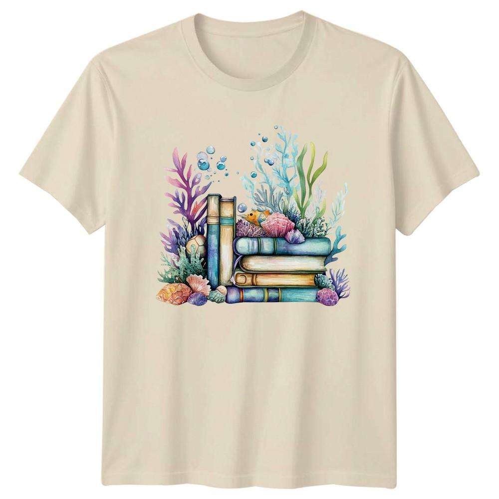 Underwater Books TShirt Fantasy Ocean Library Gift For Him And Her