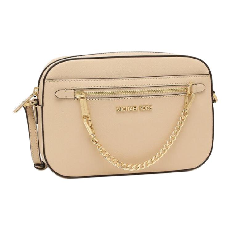 Michael Kors MK Jet Set Logo Zip Closure Saffiano Leather Shoulder Crossbody Bag Large Women Bags Camel 35S1GTTC7L-GAMEL