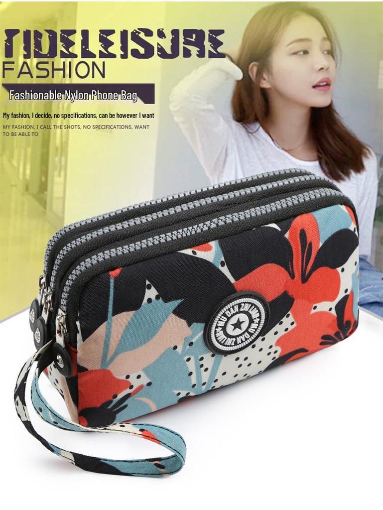 Waschbare Denim Damen Mehrfachfach-Clutch: Münz-, Make-up- und Handyaufbewahrung.