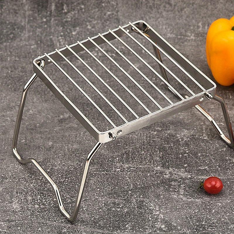 

1Pc Outdoor Portable Barbecue Grill Mini Stainless Steel Folding Gas Stove Stand Pot Rack Grill Pan Rack Camping Accessories White