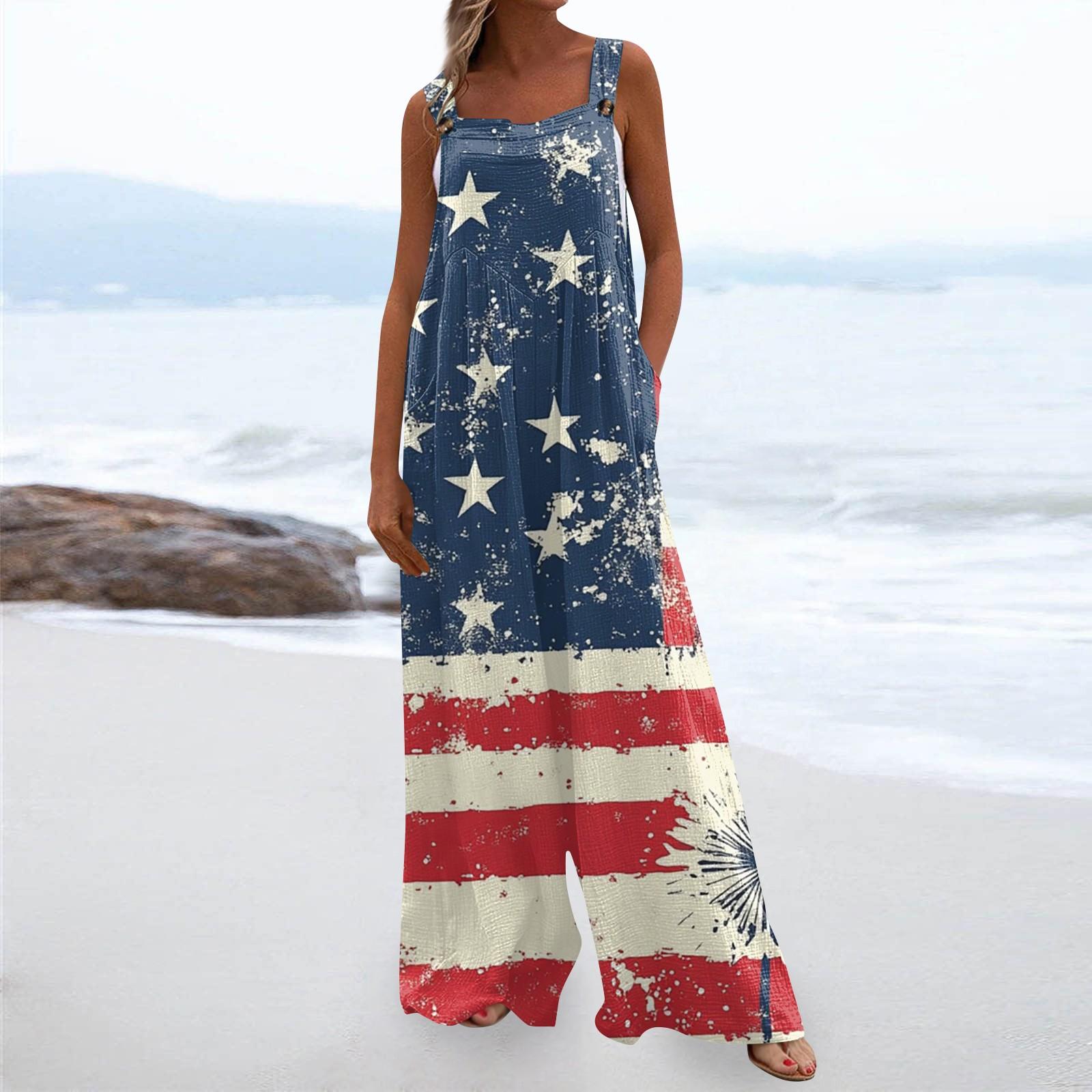 

Женский модный комбинезон с принтом, повседневный свободный винтажный комбинезон с карманами S