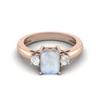 8X6 Cushion Shape Natural Moonstone Three Stone 925 Sterling Silver Rose Vermeil Women Engagement Ring